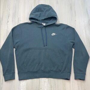 Nike Gray/Green Sportswear Club Fleece Pullover Hoodie Unisex Sz S